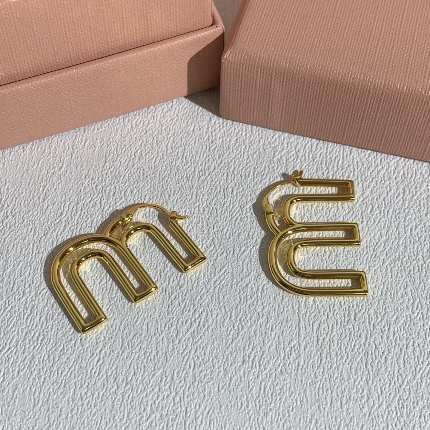 Miu Miu Gold 'U' Shape Earrings